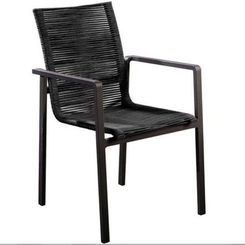 Foto van Yoi - ishi stackable dining chair alu black/rope black