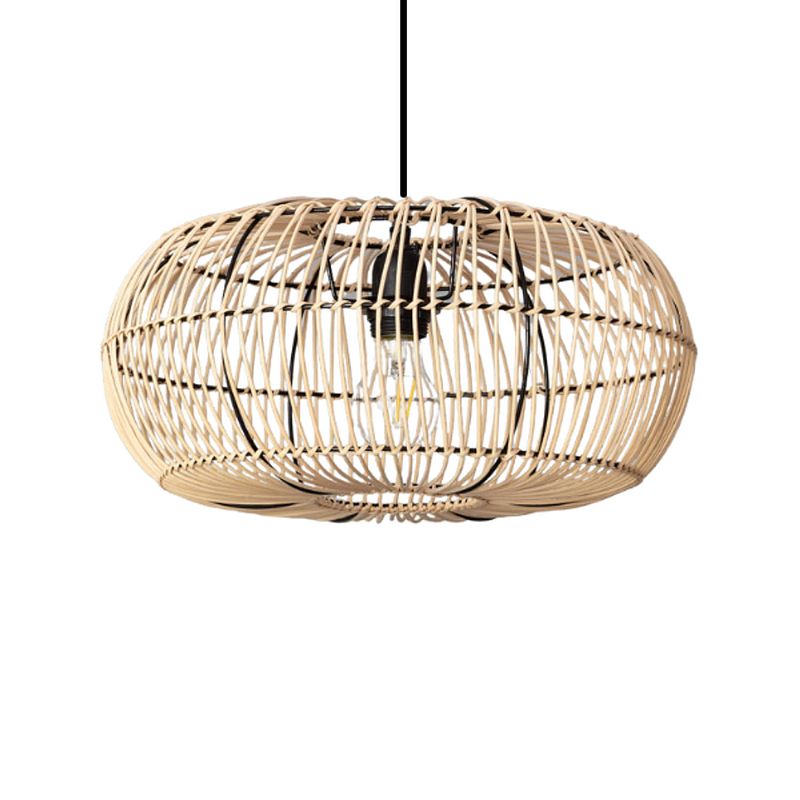 Foto van Bussandri hanglamp arawa - houten designlamp - e27 - 40x40x175cm - naturel