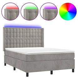 Foto van The living store boxspring bed - fluweel - led - pocketvering - topmatras - 193x147x128 cm