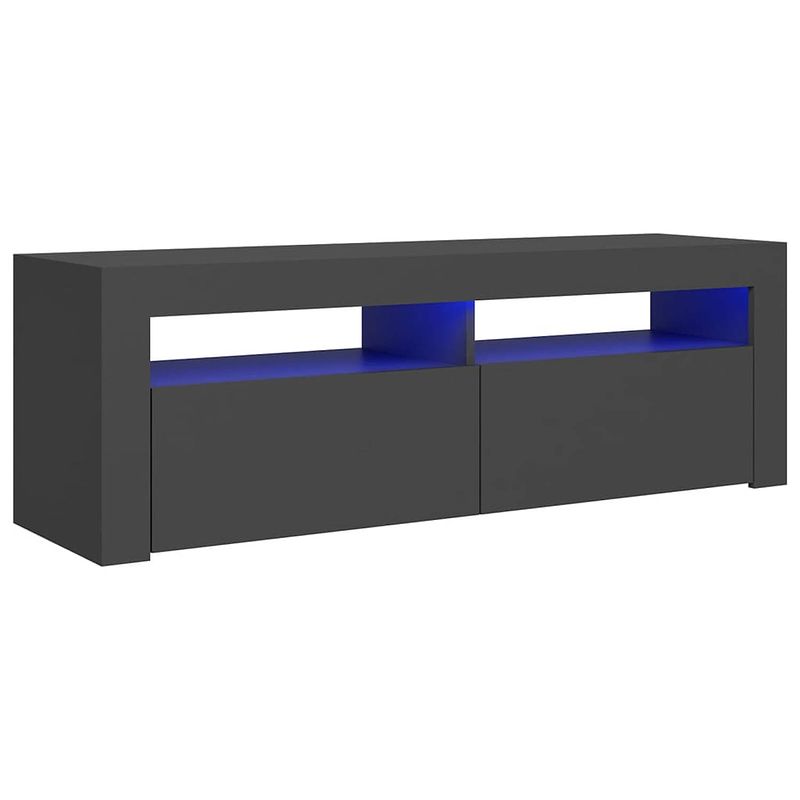 Foto van The living store tv-meubel - led-verlichting - grijs - 120 x 35 x 40 cm - bewerkt hout