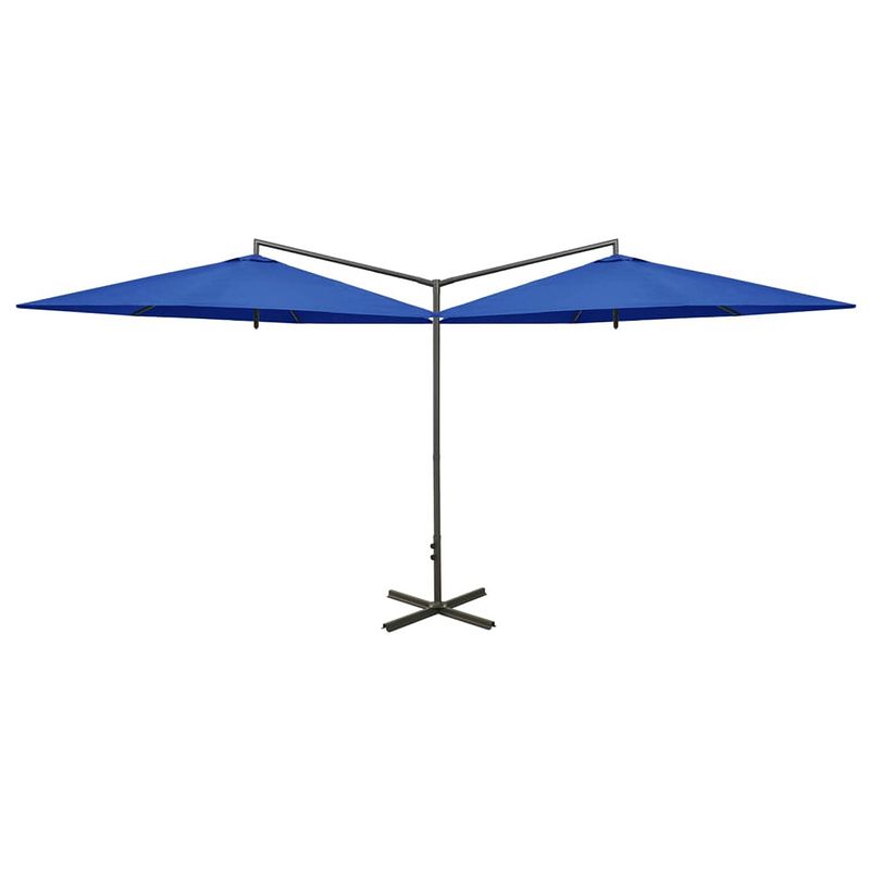 Foto van The living store tuinparasol dubbel - 600x290x260 cm - polyester - azuurblauw