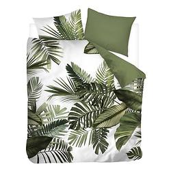 Foto van Snoozing palm leaves flanel dekbedovertrek - lits-jumeaux (260x200/220 cm + 2 slopen) - flanel - groen
