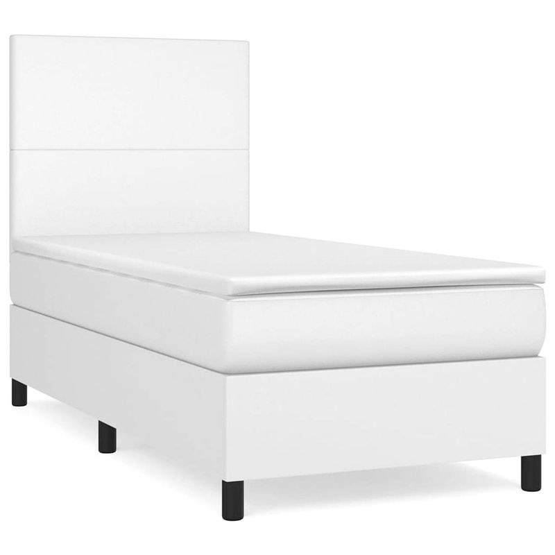 Foto van The living store boxspringbed - kunstleren bedframe 203x90x118/128 cm - pocketvering matras 90x200x20 cm - comfortabele