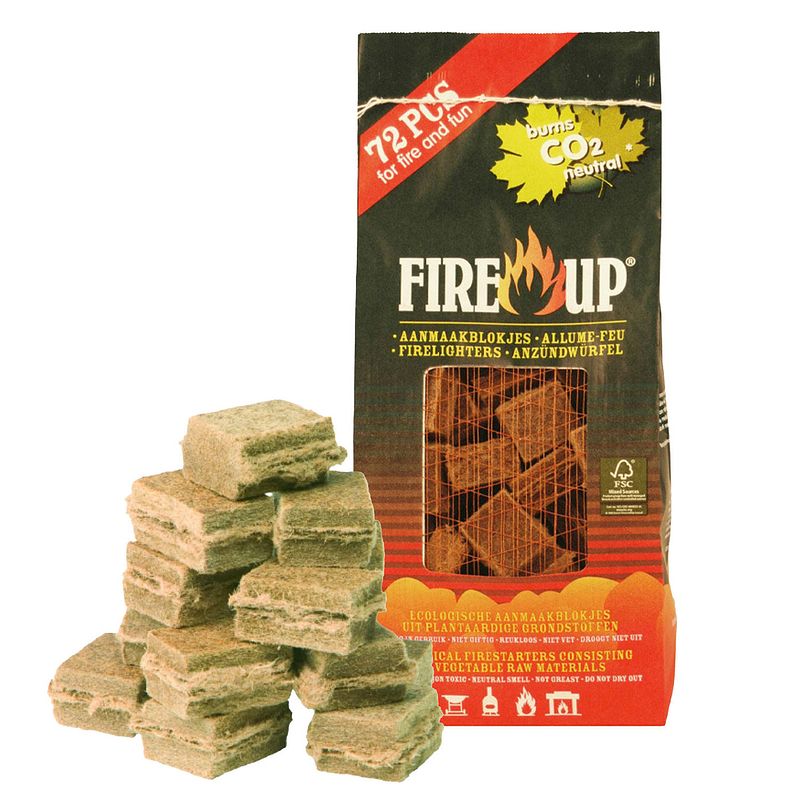 Foto van Fire-up barbecue aanmaakblokjes - 144x - bruin - reukloos - niet giftig - bbq - aanmaakblokjes