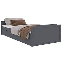 Foto van Vidaxl bedframe met lades massief grenenhout donkergrijs 90x200 cm