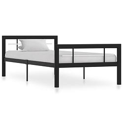 Foto van Vidaxl bedframe metaal zwart en wit 100x200 cm