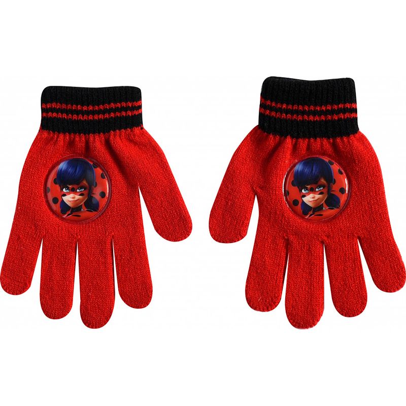 Foto van Handschoenen meisjes acryl rood/zwart one-size