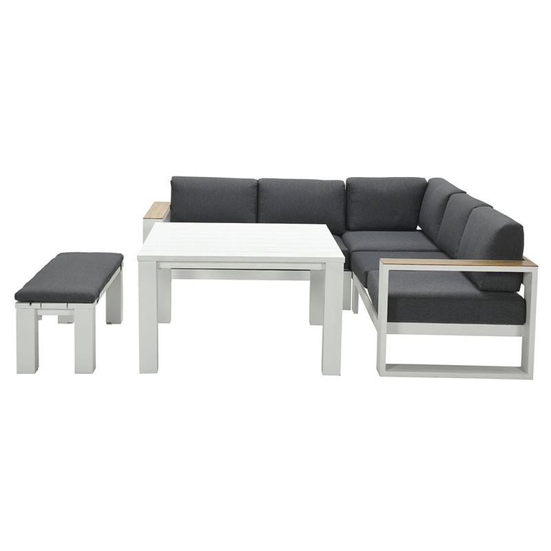 Foto van Garden impressions plaza lounge dining set 5-delig wit - teaklook