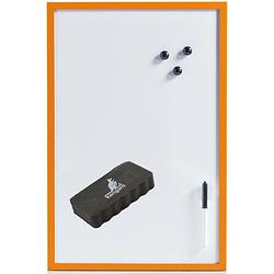Foto van Magnetisch whiteboard/memobord met marker/wisser/magneten - 40 x 60 cm - oranje - whiteboards