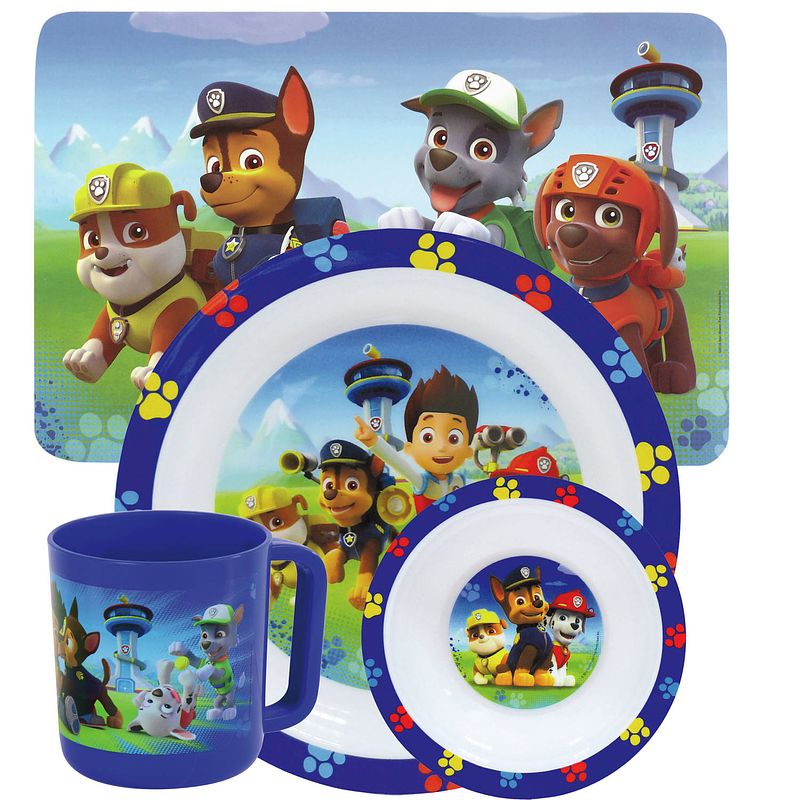 Foto van Kinder ontbijt set paw patrol 4-delig van kunststof - kinderservies