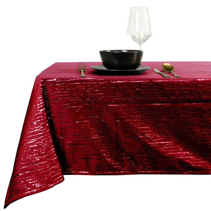 Foto van Unique living tafelkleed kerst -rood - gouden streep-250 x 145cm - tafellakens