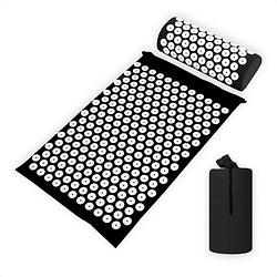 Foto van Parcura acupressuur mat met kussen 67x40 cm - acupunctuur spijkmat met 8500 drukpunten - incl. draagtas - zwart