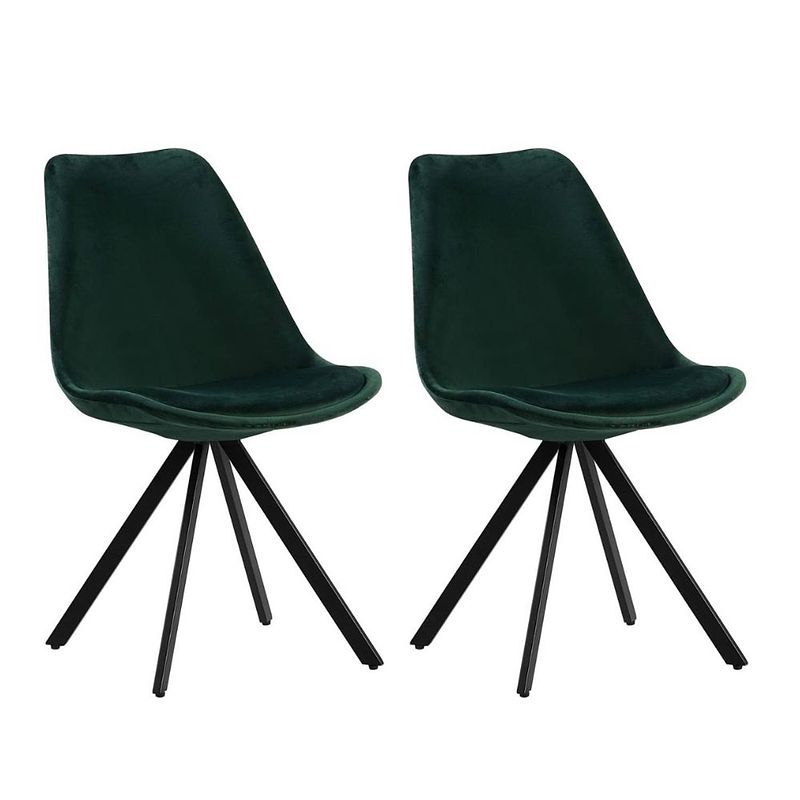 Foto van Set van 2 eetkamerstoelen jace velvet groen