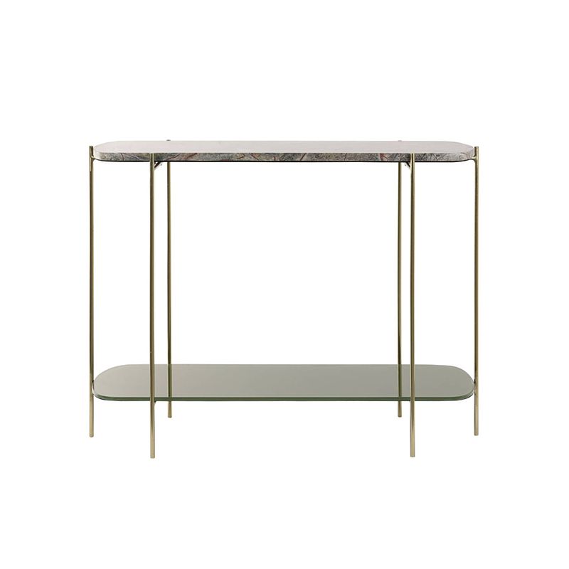 Foto van Light&living side table 103x37x80 cm besut marmer groen+glas-goud