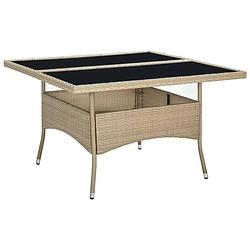 Foto van Vidaxl tuintafel poly rattan en glas beige