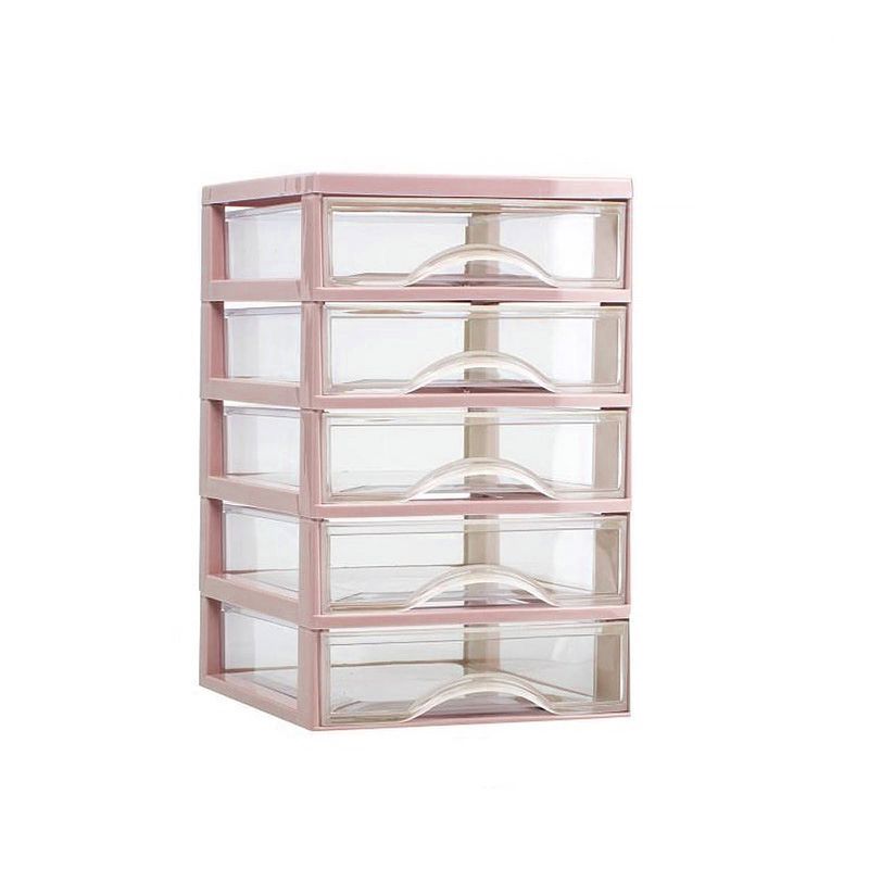 Foto van Plasticforte ladeblokje/bureau organizer 5x lades - oud roze/transparant - l18 x b21 x h28 cm - plastic - ladeblok