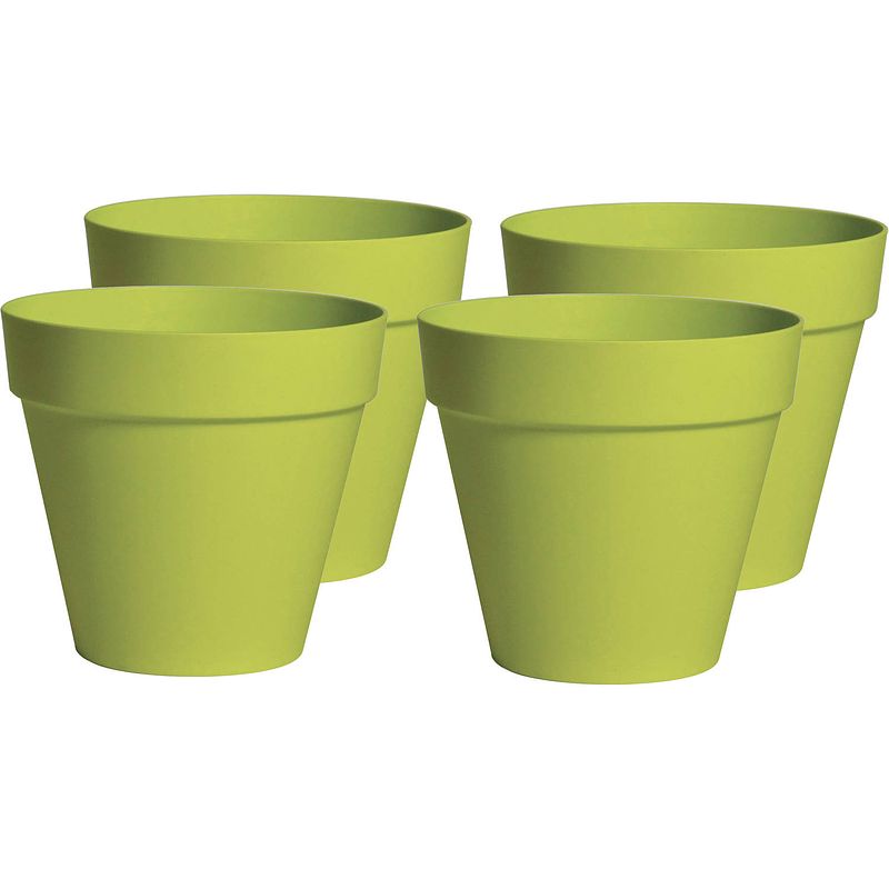 Foto van Mega collections plantenpot/bloempot - 4x - kunststof - lime groen - d20 x h17 cm - plantenpotten