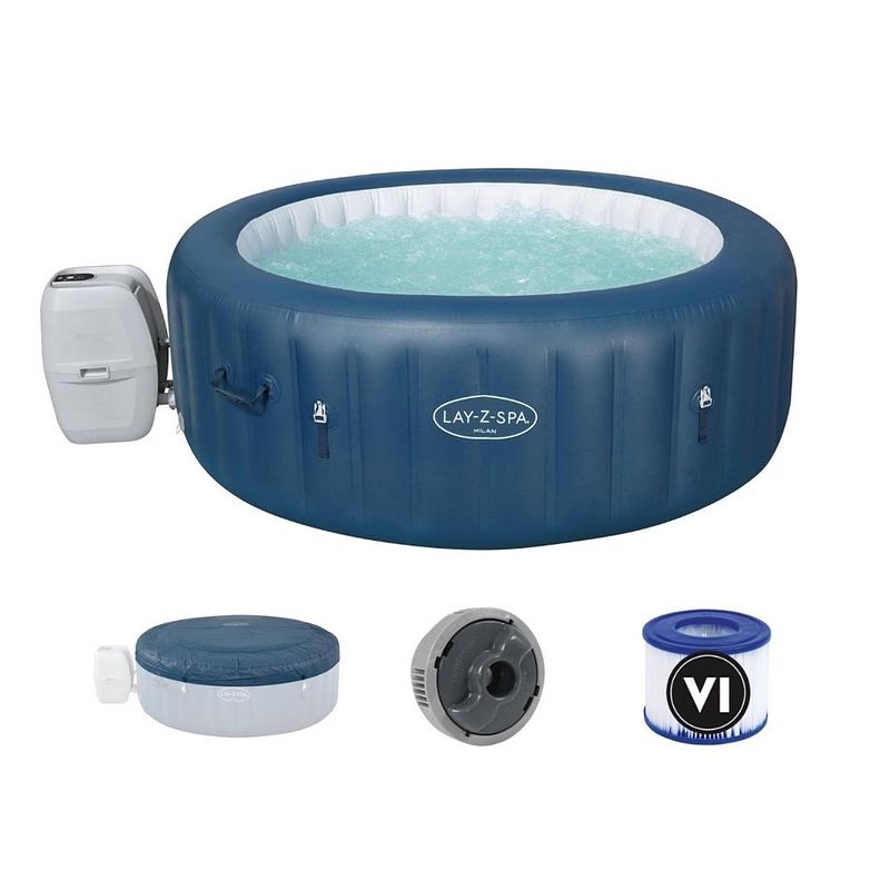 Foto van Bestway - jacuzzi - lay-z-spa - milan - opblaasbaar - bubbelbad - incl. toebehoren - ø196cm