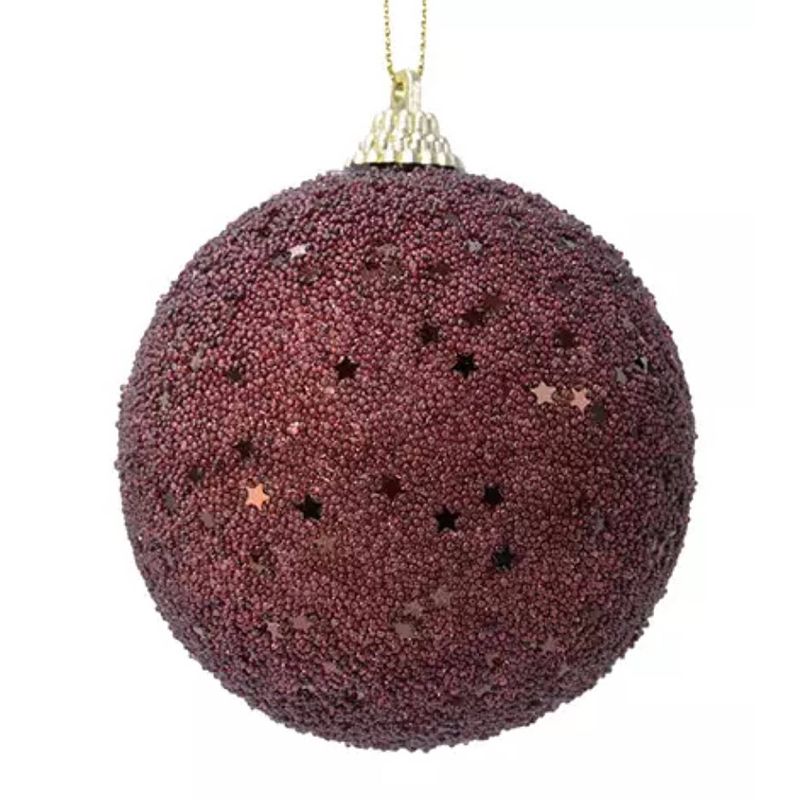 Foto van Kerstbal foam glitter ster pailletten - mahonie