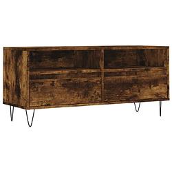 Foto van The living store tv-meubel gerookt eiken - 100 x 34.5 x 44.5 cm - opbergruimte - stabiel tafelblad