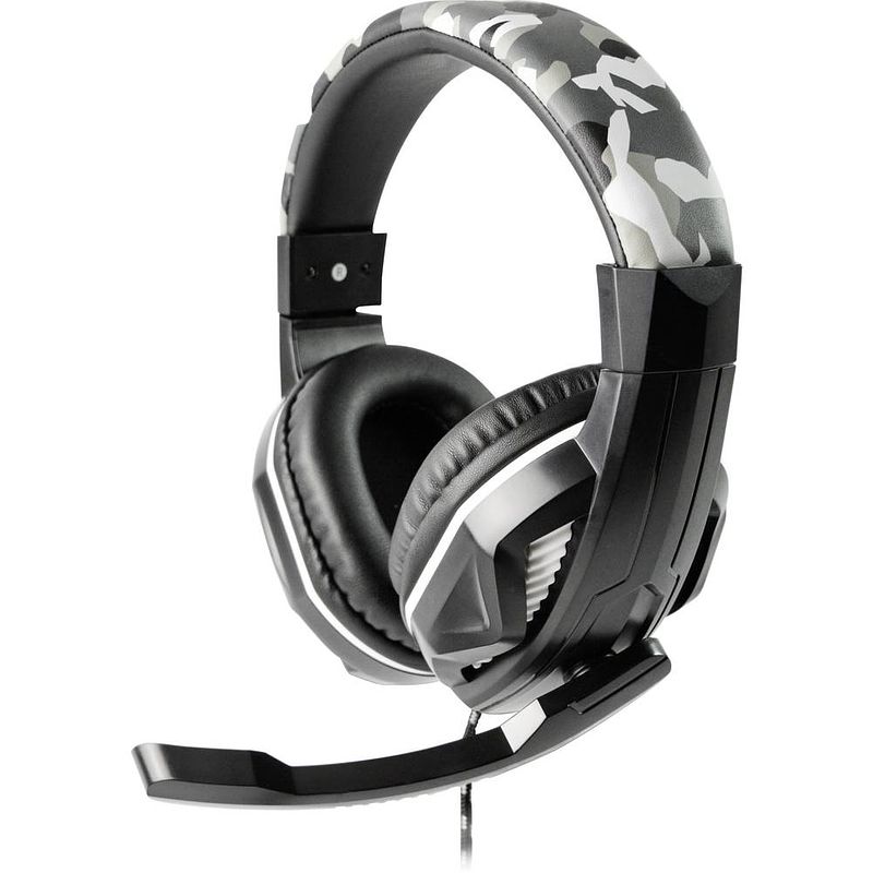 Foto van Steelplay hp42 over ear headset kabel gamen stereo camouflage grijs volumeregeling, microfoon uitschakelbaar (mute)