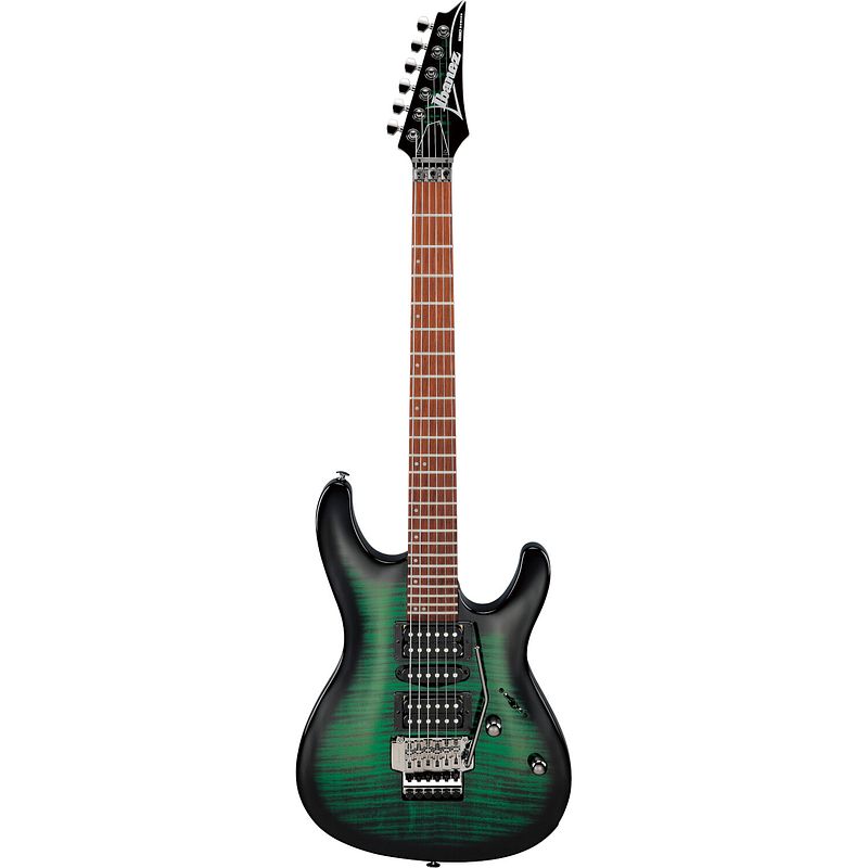 Foto van Ibanez kikosp3 transparent emerald burst kiko loureiro signature elektrische gitaar