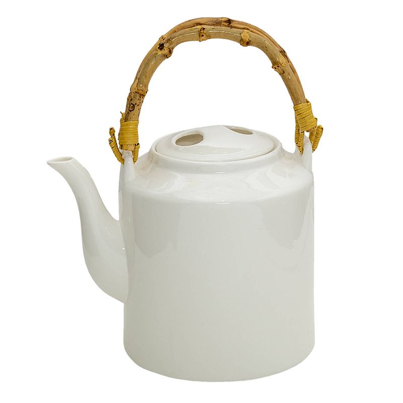 Foto van Clayre & eef theepot 1500 ml wit porselein rond theekan moederdag cadeau wit theekan moederdag cadeau