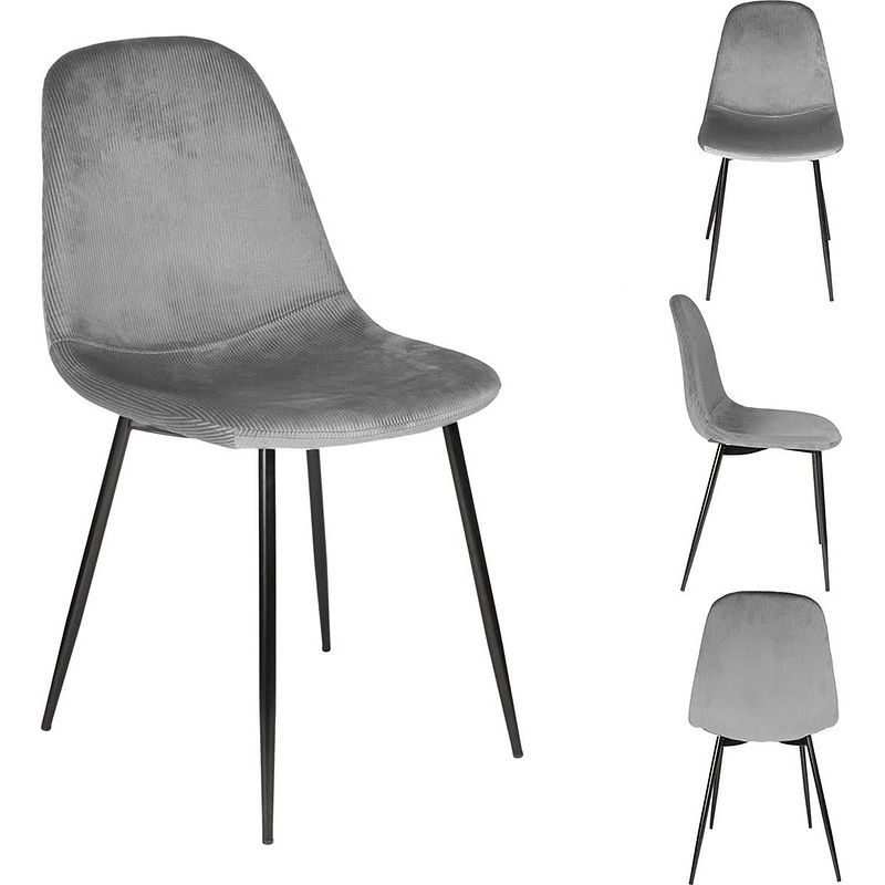 Foto van Eetkamerstoelen kuipstoel corduroy - grijs velvet eetkamerstoel - fluweel stoel velvet stoelen - eetkamerstoelen - eetta