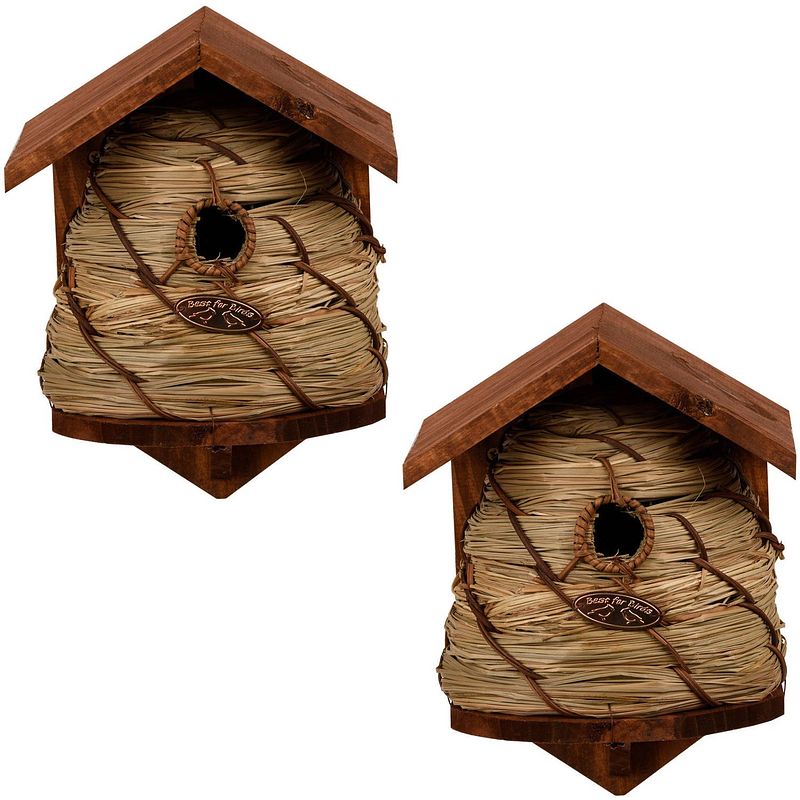 Foto van 2x vogelhuisjes/nestkastjes bijenkorf 25.8 cm - vogelhuisjes