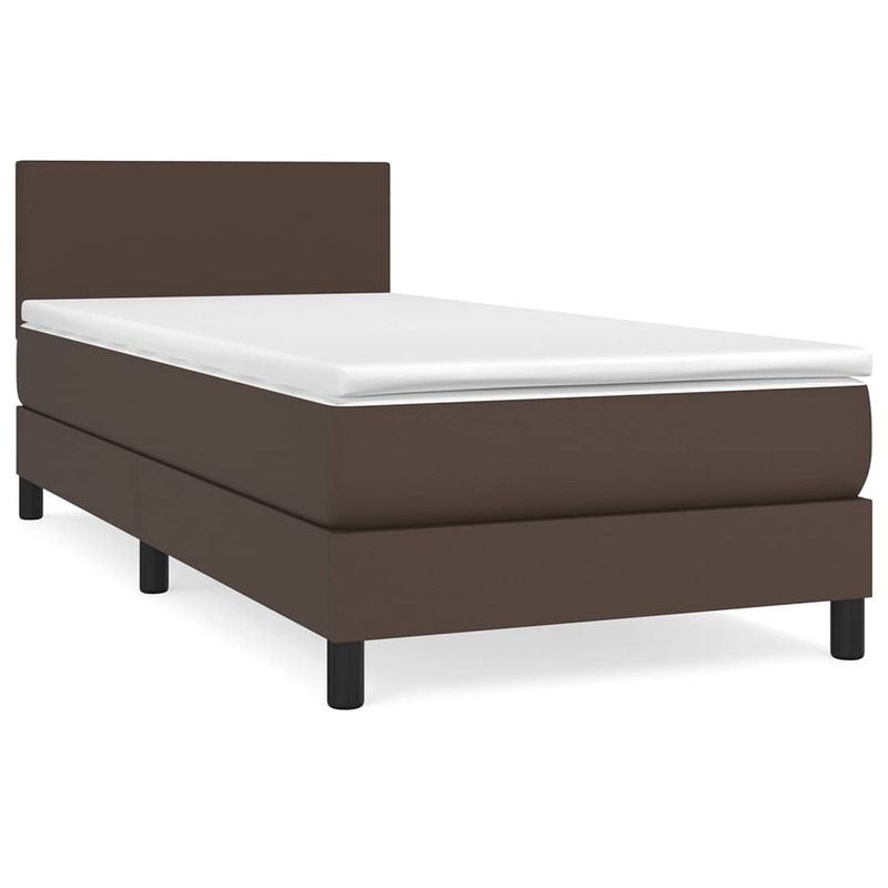 Foto van The living store boxspringbed - bed - 203 x 90 x 78/88 cm - duurzaam kunstleer - inclusief pocketvering matras en