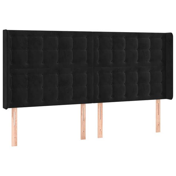 Foto van Vidaxl hoofdbord met randen 203x16x118/128 cm fluweel zwart