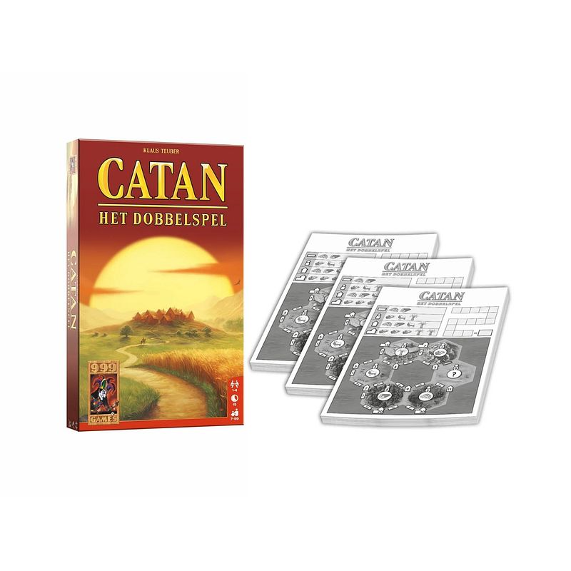 Foto van Spellenset - 2 stuks - catan dobbelspel - dobbelspel & scoreblok 3 stuks