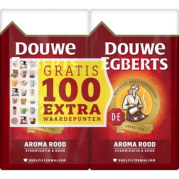 Foto van Douwe egberts aroma rood dubbelpak filterkoffie 2 x 500g bij jumbo