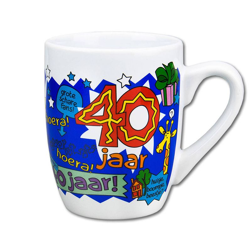 Foto van Cartoon cadeau mok/beker 40 jaar man 300 ml - feest mokken