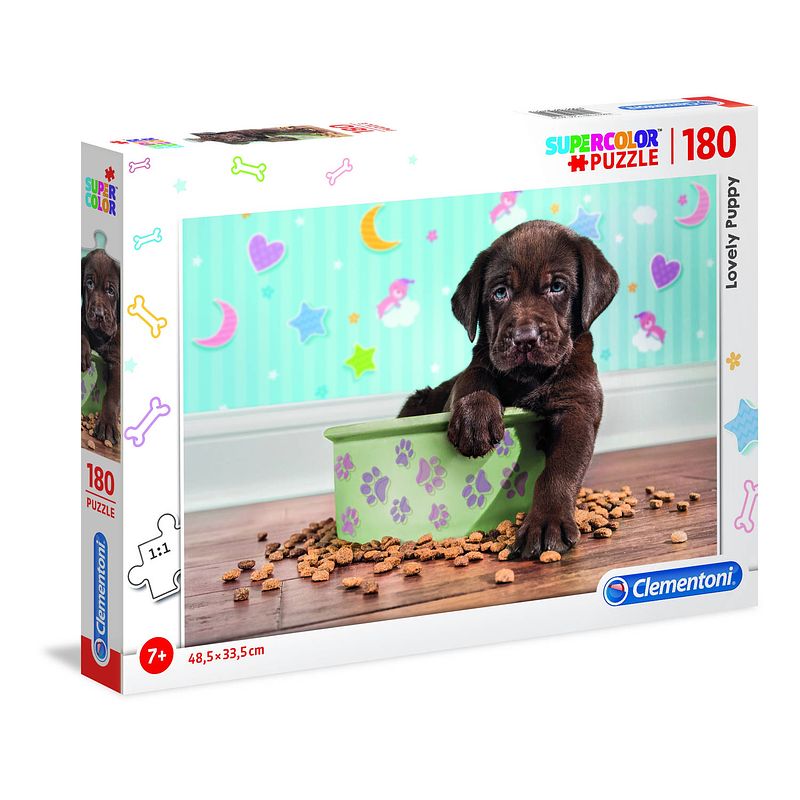 Foto van Clementoni supercolor puppy legpuzzel 180 stukjes