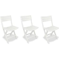 Foto van 3x robuuste kunststof klapstoel wit tuinstoel bistrostoel balkonstoel campingstoel opvouwbaar relaxen 46 cm x 41