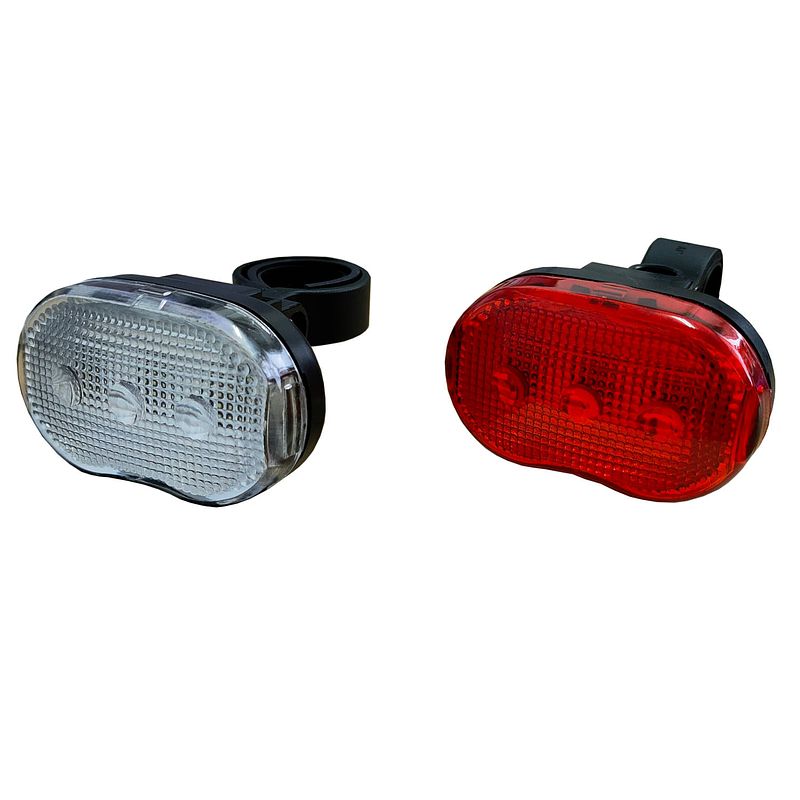 Foto van Dula fietslamp set wit-rood - fietslampjes