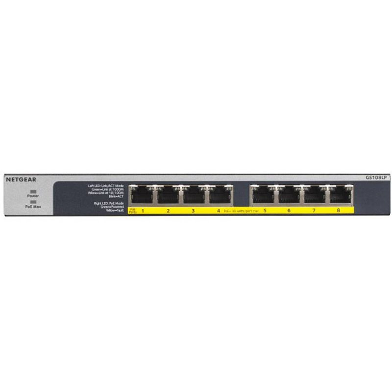 Foto van Netgear gs108lp-100eus netwerk switch rj45 8 poorten poe-functie