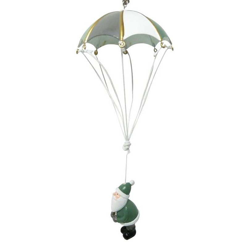 Foto van Peha hangfiguur parachute met kerstman 66 cm hout groen/wit