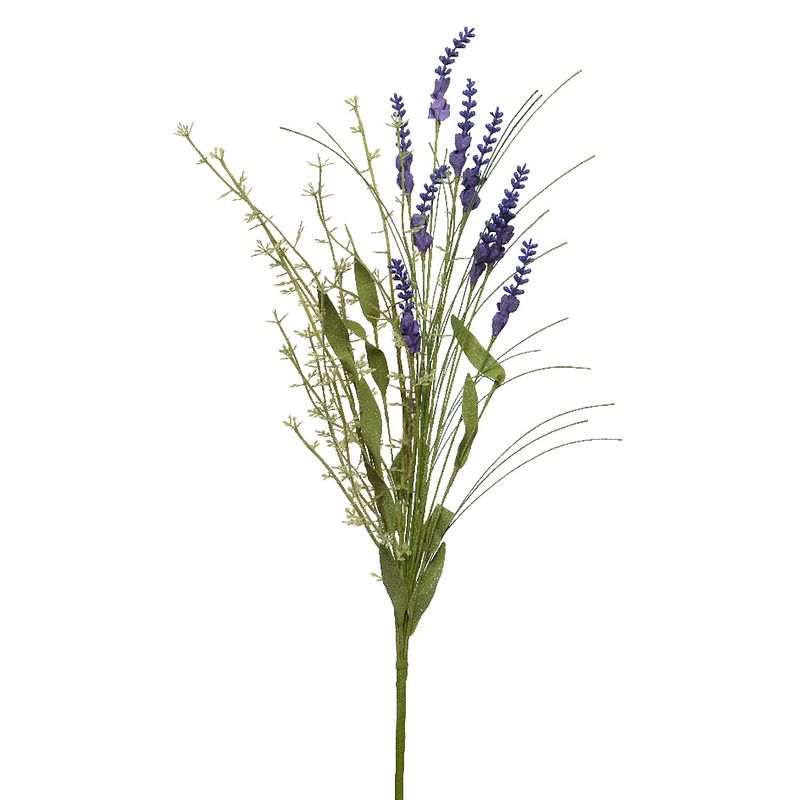 Foto van Lavendel kunstplant - kunststof - paars - 4 x 13 x h75 cm - kunstplanten