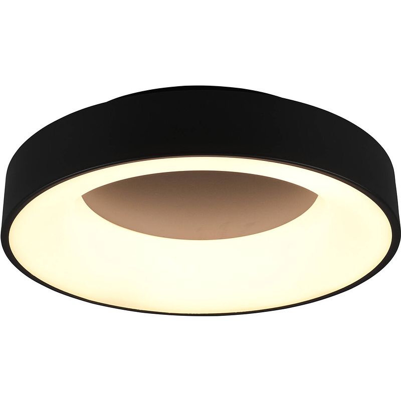 Foto van Led plafondlamp - plafondverlichting - trion gurano - 27w - warm wit 3000k - dimbaar - rond - mat zwart - aluminium