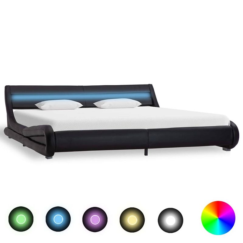 Foto van Vidaxl bedframe met led kunstleer zwart 180x200 cm