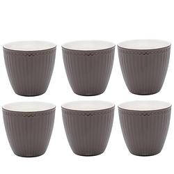 Foto van Set van 6x stuks beker (latte cup) greengate alice donker chocolade 300ml ø 10cm