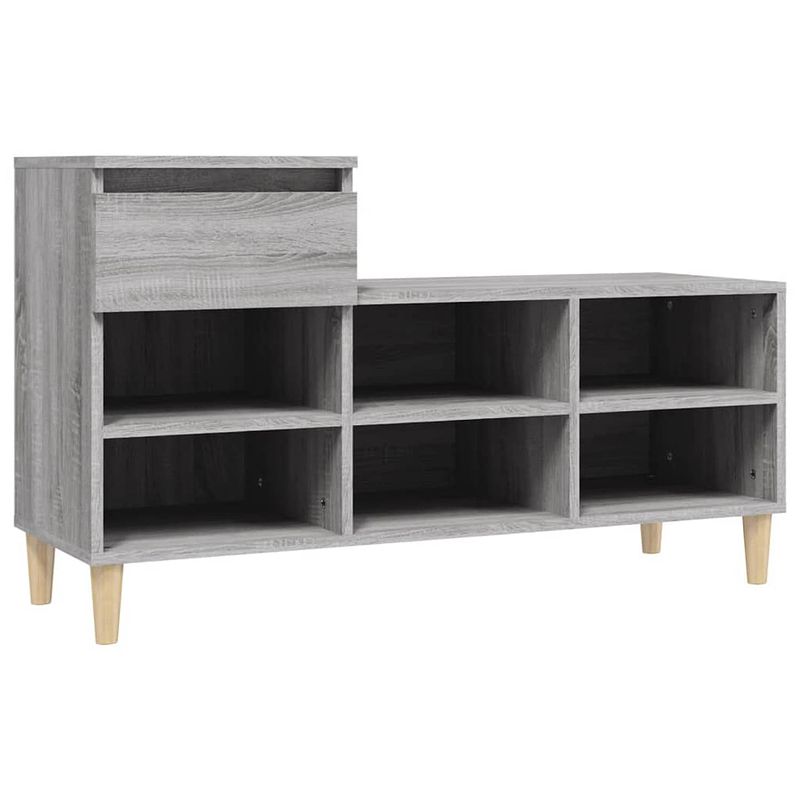 Foto van The living store schoenenkast - grijs sonoma eiken - 102 x 36 x 60 cm - duurzaam bewerkt hout - massief eucalyptushout