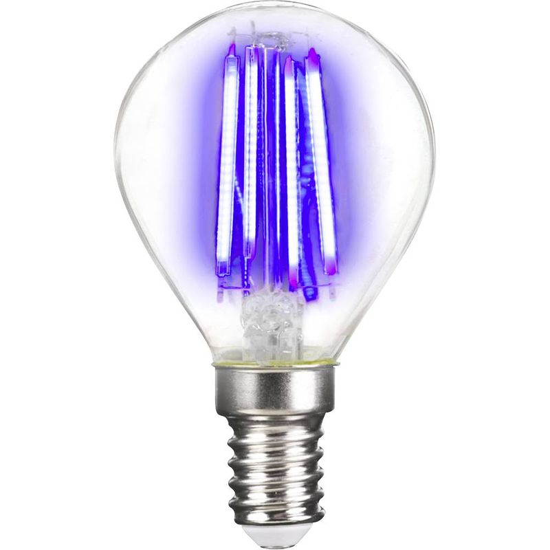 Foto van Lightme lm85311 led-lamp energielabel g (a - g) e14 kogel 4 w blauw (ø x l) 45 mm x 78 mm filament / retro-led 1 stuk(s)