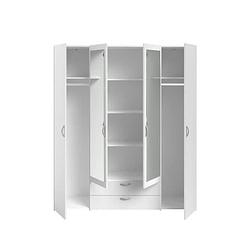 Foto van Varia garderobe - wit decor - 4 scharnierende deuren + 2 spiegels + 2 laden - l 160 x h 185 x d 51 cm - parisot