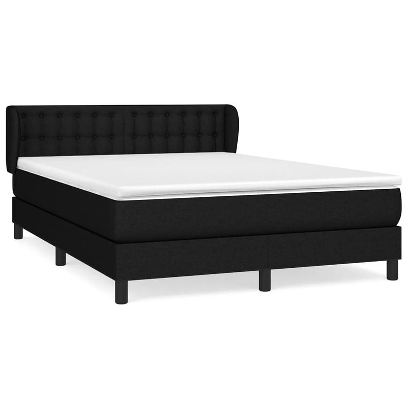 Foto van The living store boxspringbed - pocketvering - middelhard - zwart - 203 x 147 x 78/88 cm - inclusief matras en