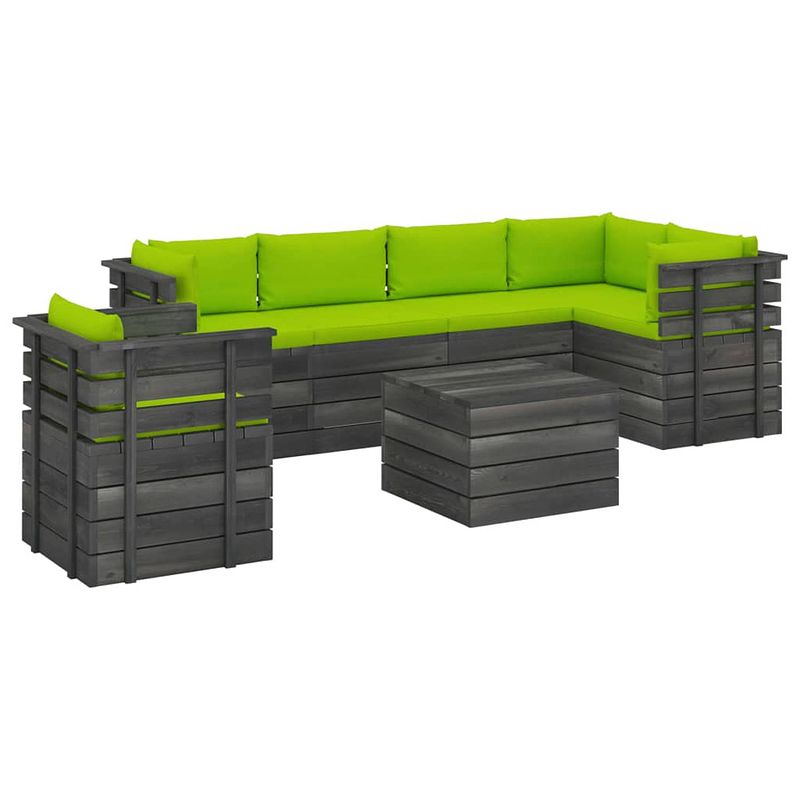 Foto van Vidaxl 7-delige loungeset met kussens pallet massief grenenhout