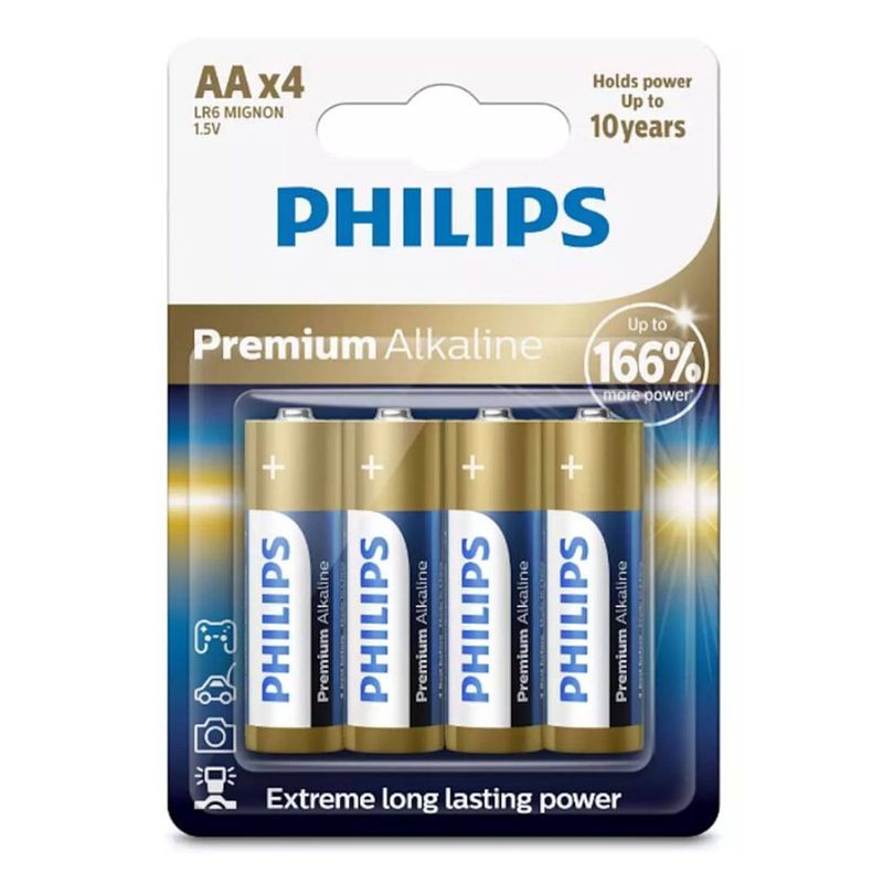 Foto van Philips aa-batterijen 4 stuks - lr03m4b/1 - 10 jaar houdbaarheid