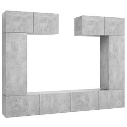 Foto van The living store televisiemeubelset betongrijs - 100x30x30 cm - 30.5x30x90 cm - 80x30x30 cm - spaanplaat